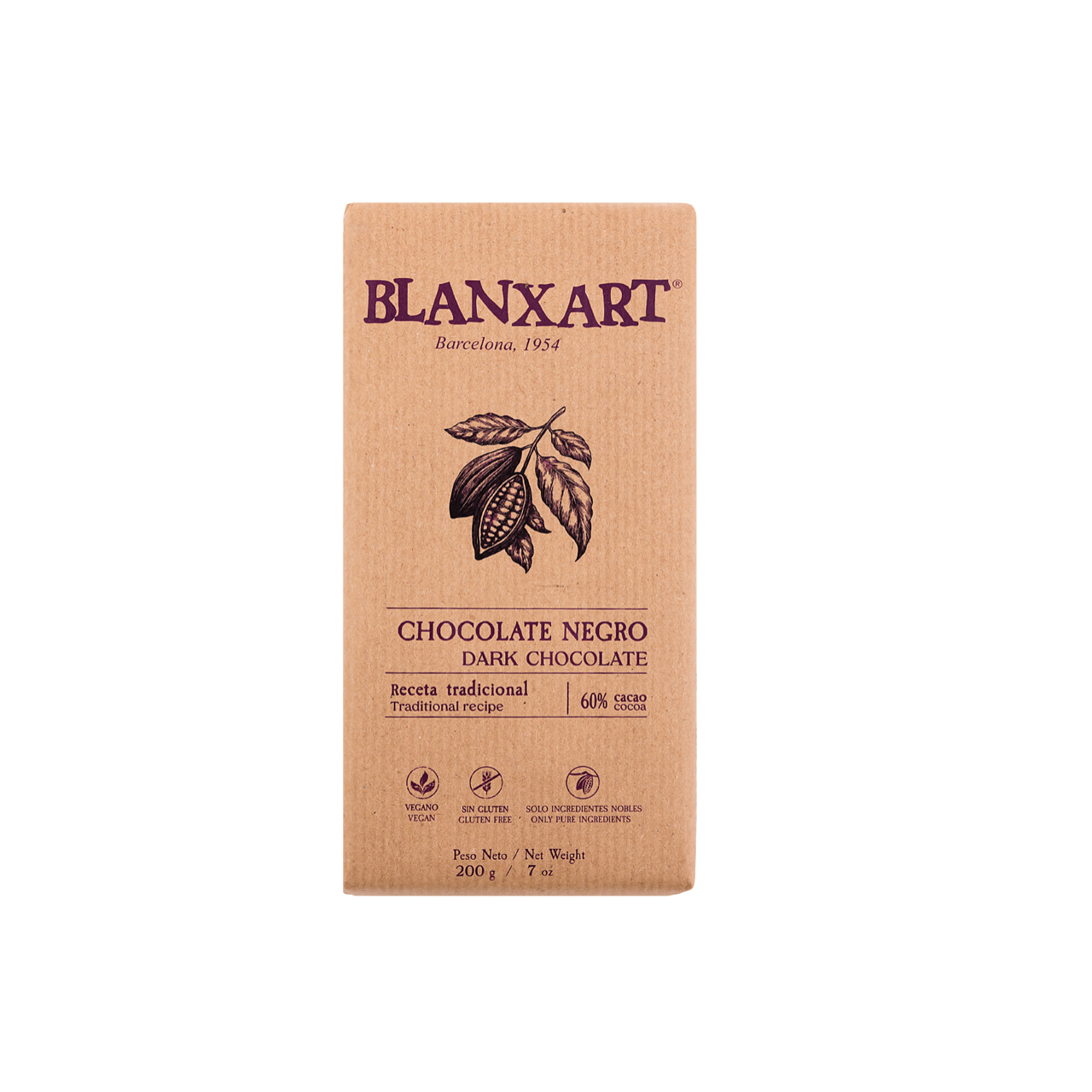 Blanxart - Chocolate Negro 60 % 200g mit Vanille abgeschmeckt