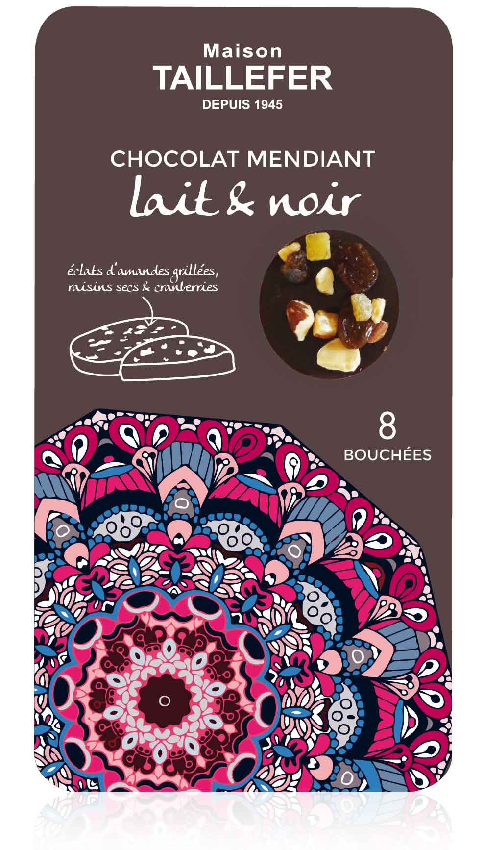 Maison Taillefer Zartbitter- & Milchschokolade mit  Früchten 75g.